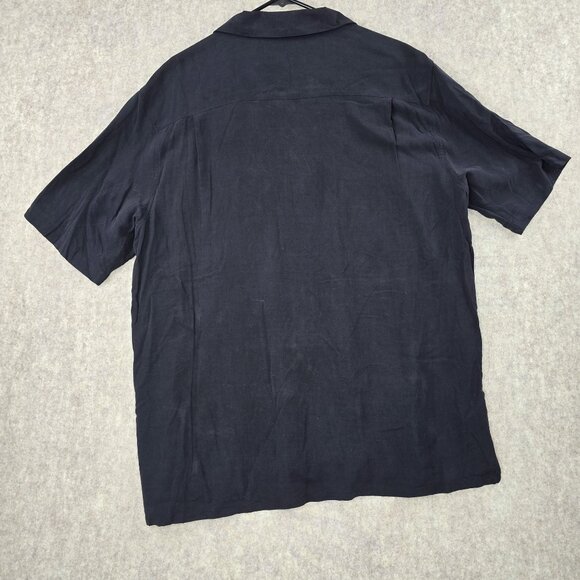 Axist Mens XL Black Silk Touch Shirt With Vertical Stripes - Picture 2 of 9